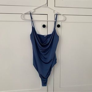 Out From Under Blue Cowl Bodysuit Size Medium